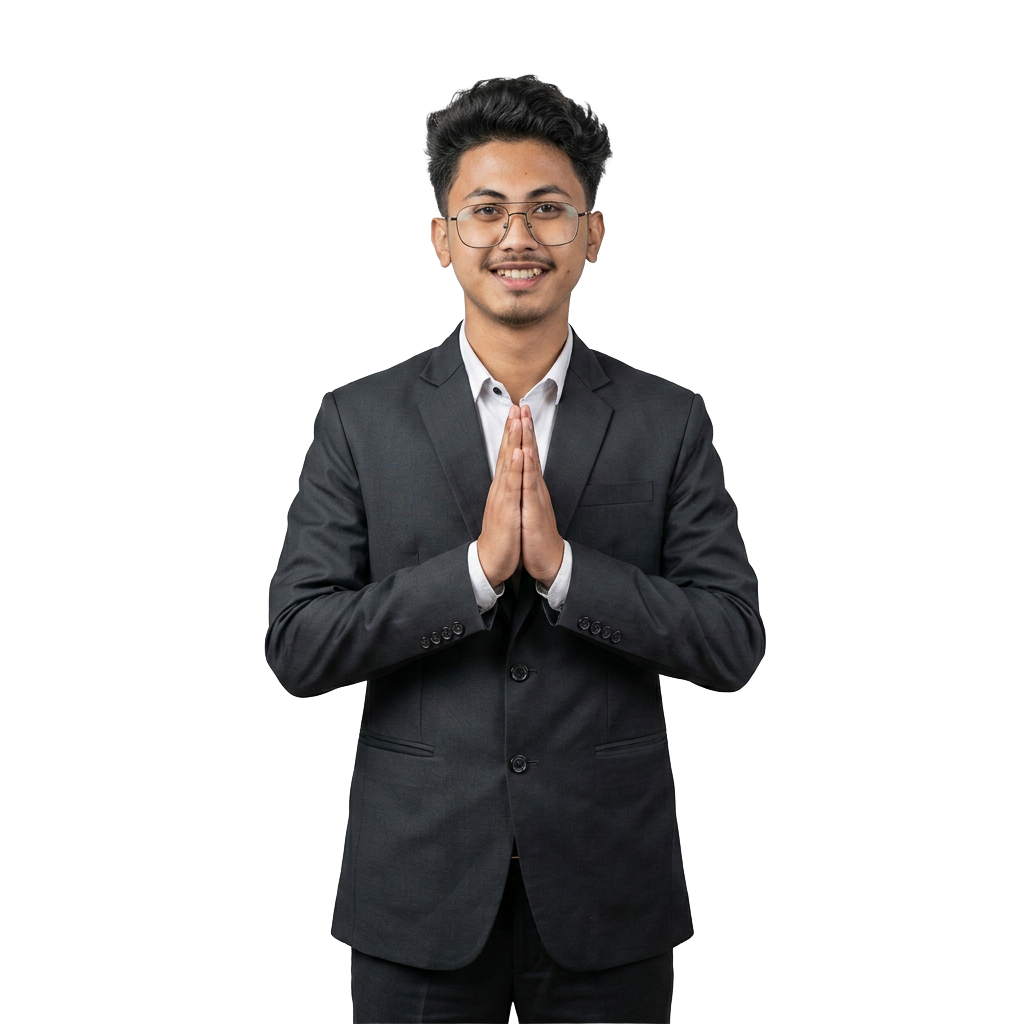 A Bimal Auto specialist greeting you with a warm namaste