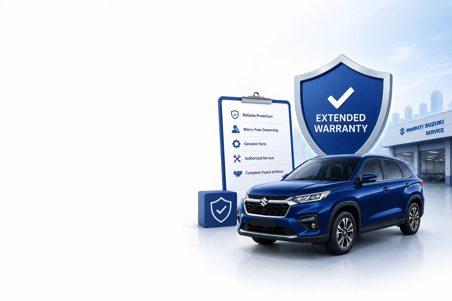 Maruti Suzuki Extended Warranty checklist covering protection, ownership, genuine parts and authorised service